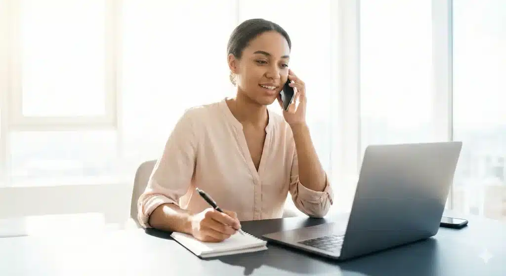 person on a call for assessment