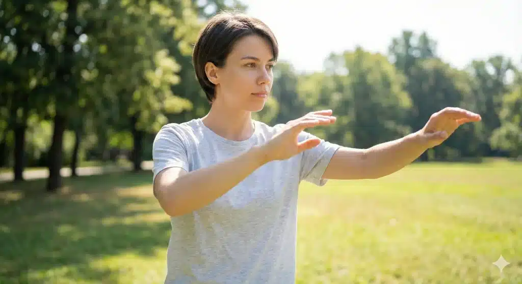woman outside getting exercise