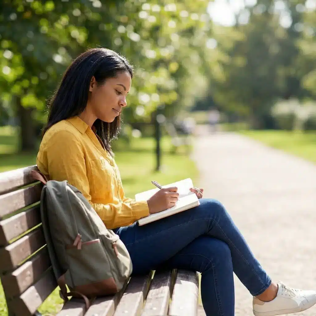 woman outside working on herself
