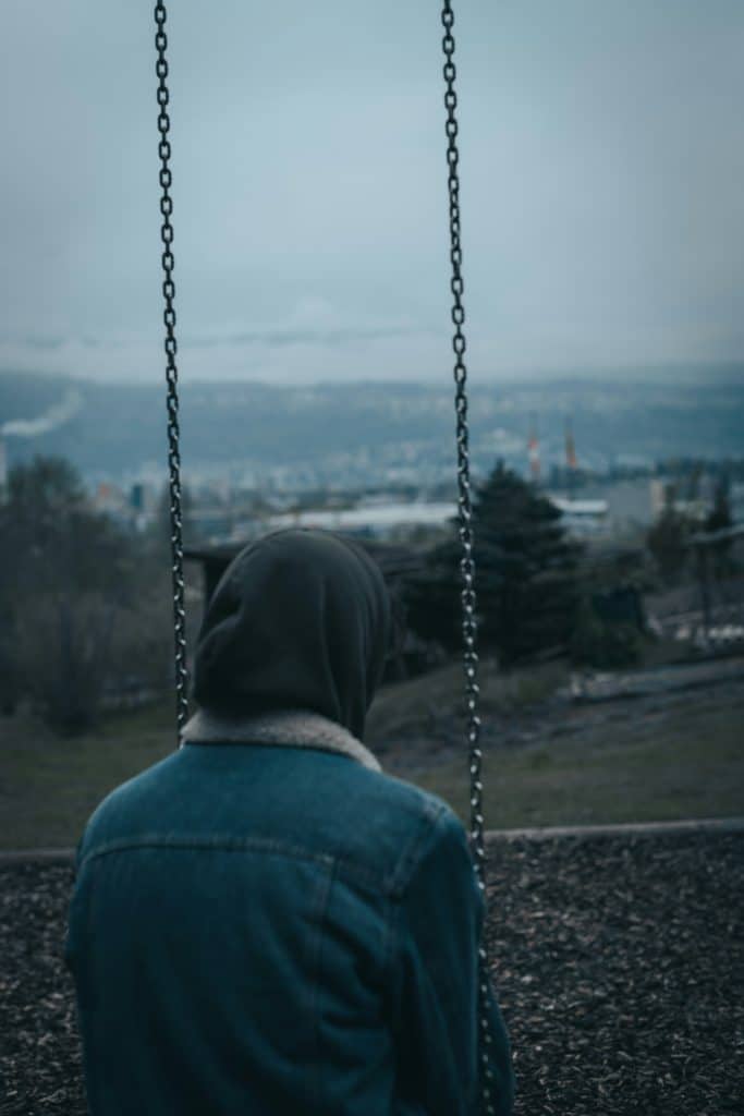 person with trauma looking at view